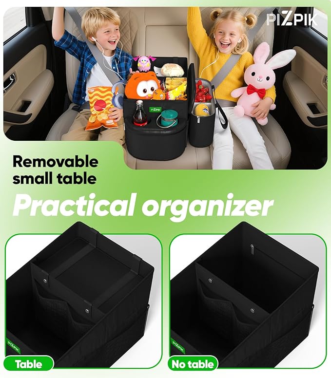 Plzpik Large Car Seat Organizer with Removable Cooler Bag for the Front or Back Seat for Kids and Adults.Versatile for Use in Multiple Scenarios.