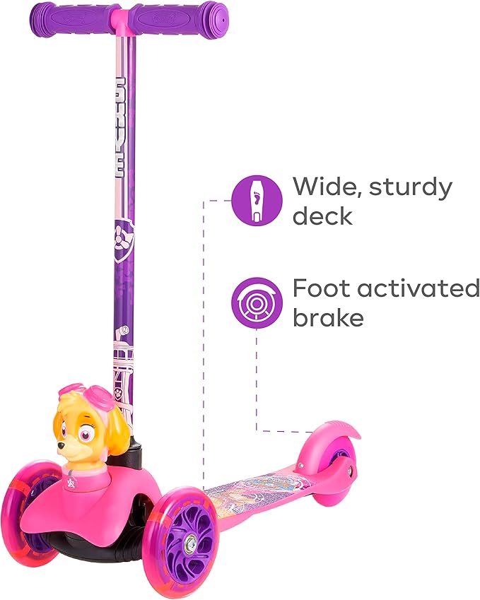 3D Kick Scooter for Kids, Self-Balancing 3 Wheeled Light Up Scooter with Extra Wide Anti-Slip Deck, Rear Brake, Lean to Steer, Lightweight Design, for Kids 3 and up, 75 LB Limit
