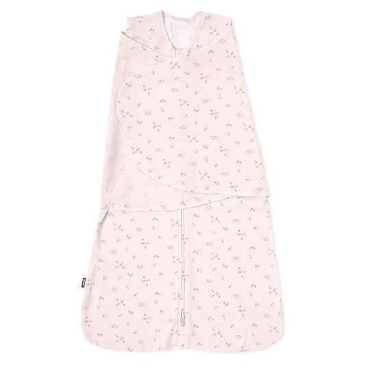 HALO 100% Cotton Sleepsack Swaddle, 3-Way Adjustable Wearable Blanket, TOG 1.5, Pink Floral, Newborn, 0-3 Months