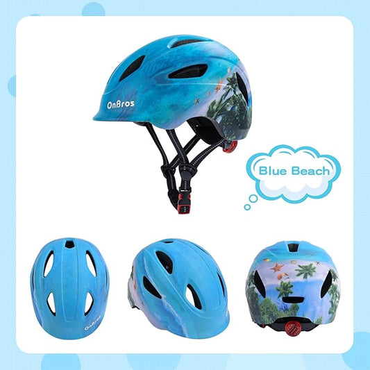 Kids Bike Helmet, OnBros Kid Bicycle Helmet for Girls and Boys with Light Lightweight Kids Helmets Certified Toddler Helmets for Kids 3-5-8-10 Age (46-50-55 cm)