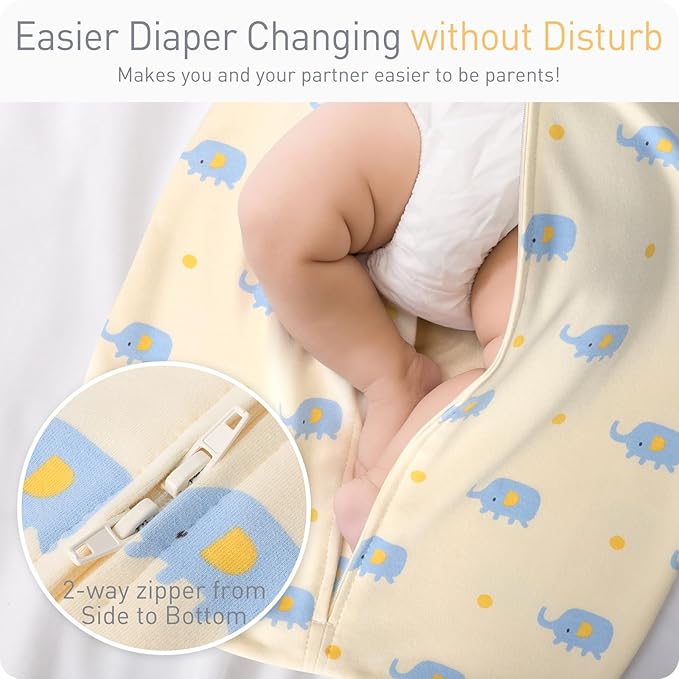 2 Pack Transitional Swaddle Sack with Arms Up & Sleeves, Mitten Cuffs, 2-Way Zipper, Sleep Sacks Blanket for Newborns - Calms Startle Reflex, Newborns Baby Boys & Girls Sleep Bag