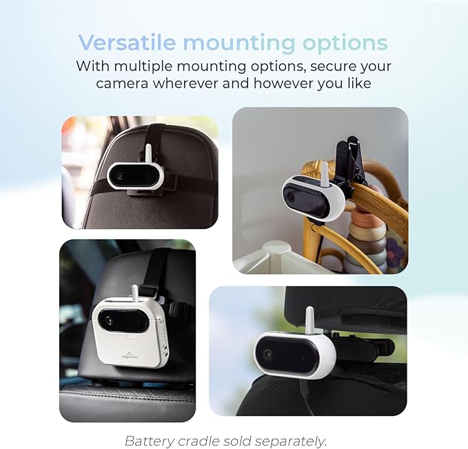 Tiny Traveler Ai Smart Wireless Baby Car Monitor (TT006W) - AI-Powered Safety Alerts: Cry/Laugh/Stand Detection, Virtual Fence, Long Range 1000ft Night Vision Lullabies Night Light - White