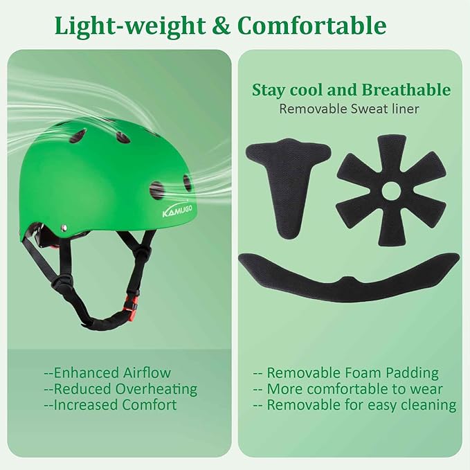 KAMUGO Kids Adjustable Helmet, Suitable for Toddler Kids Ages 2-14 Boys Girls, Multi-Sport Safety Cycling Skating Scooter Helmet