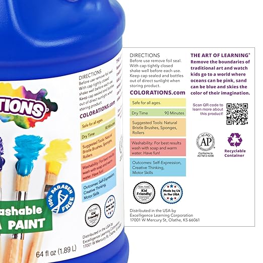 Colorations Paraben-Free Simply Washable Tempera Paint for Kids - 1/2 Gallon Value Size, Vibrant Green. Non-Toxic and Made in The USA