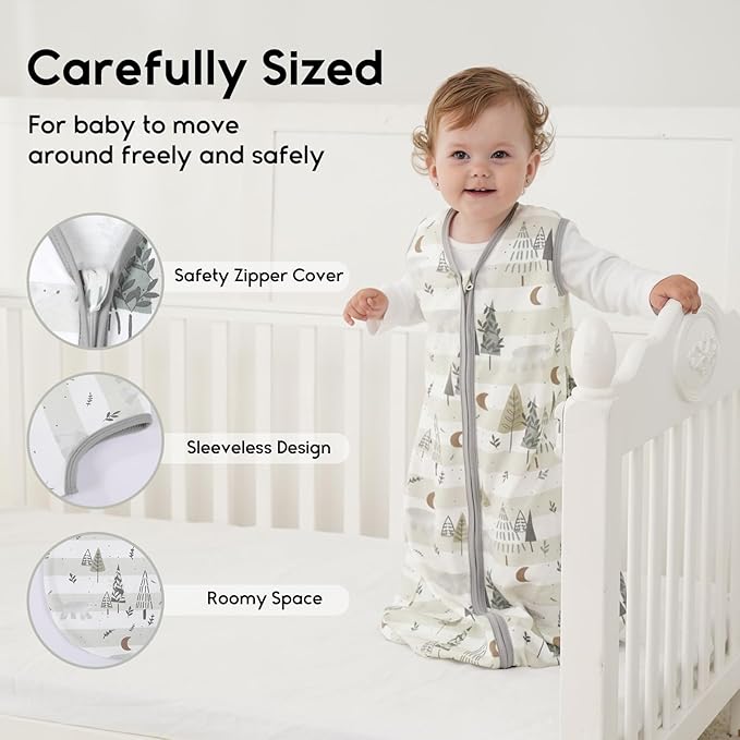 Yoofoss Baby Sleep Sack 18-24 Months 0.5 Tog Wearable Blanket for Baby, 3 Pack 100% Organic Cotton Infant Toddler Sleeping Sack 2-Way Zipper Lightweight Sleep Sack