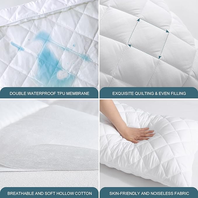 UNILIBRA Waterproof Pillow Protector Quilted Standard Size(21"X27")