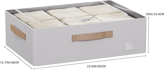 CYhom Underbed Storage Bins With Metal Frame, 10" High Under Bed Storage Containers, Large Capacity Under Bed Organizer Boxes (Grey, 23.6” L x 15.7” W x 10” H)