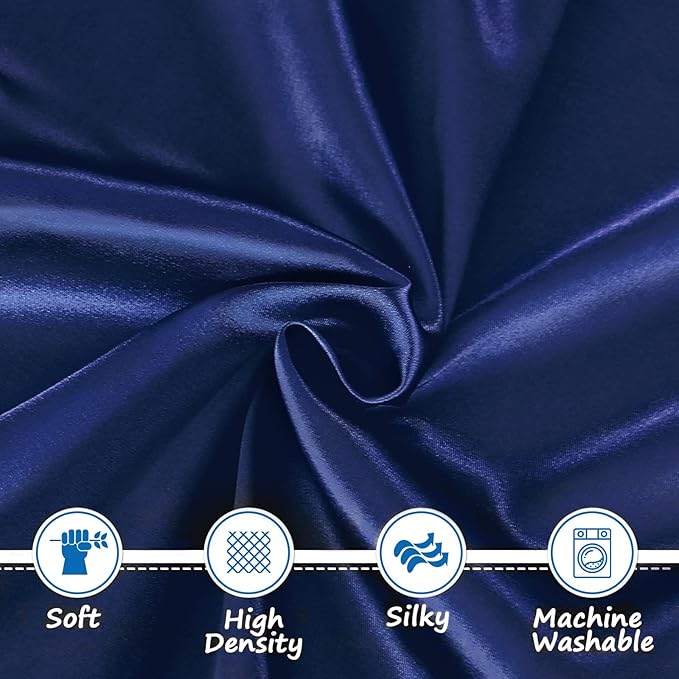 Satin Pack and Play Playard Sheet, Soft & Silky Mini Crib Mattress Cover (39"x27"x5") for Boys and Girls, Great for Baby Hair and Skin, Navy