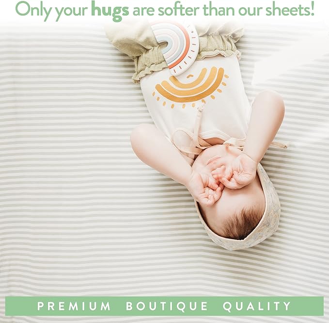 Cuddly Cubs Pack n Play Sheets | 2 Pack Playard Sheet for Baby Girl and Boy | Pure Jersey Cotton Unisex Mini Portable Crib Sheets | Sheep and Stripe in Grey | Compatible with Graco Pack and Play