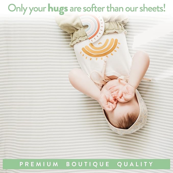Bassinet Sheets 20x30 Inch for Graco Travel Lite Crib, Sense2Snooze, My View 4 in 1, Dream Suite and Guava Bassinet – 100% Jersey Cotton Fitted Sheets – Grey, Mint – 2 Pack
