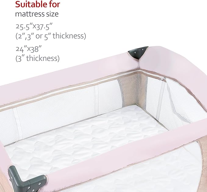 Pack and Play Mattress Pad Sheets Cover Waterproof, Soft Quilted Fit Graco Pamo Babe Pack and Play Mattress Protector 27" X 39", Baby Portable Mini Cribs and Foldable Mattresses Pad
