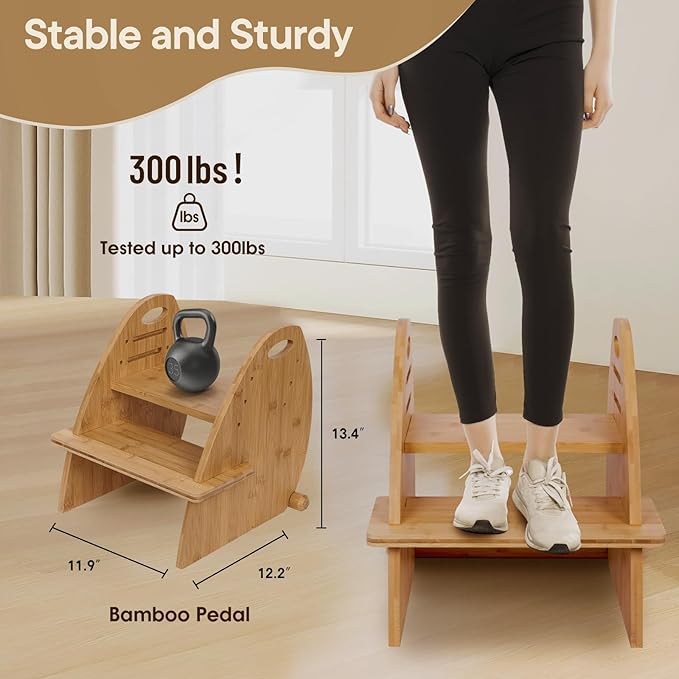 TIKSPCAE Wooden 2 Step Stool for Kids,Toddler Adjustable Triple Height Step Stool,Bamboo Bird-Shaped Design,300lbs Capacity,Ideal for Bathroom,Kitchen,Bedroom