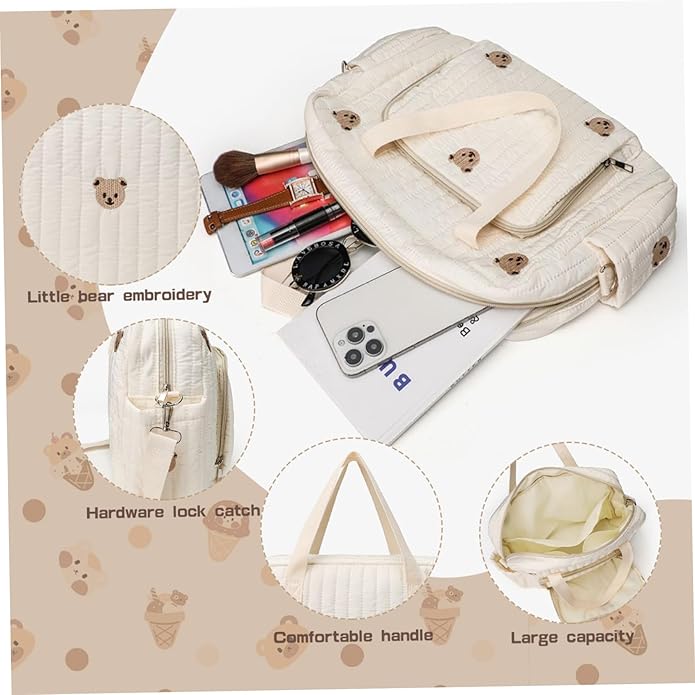 Messenger Diaper Bags, 14x4x11 Inch Large Capacity Baby Bag, Portable Lightweight Diaper Tote with Handle and Strap for Travel