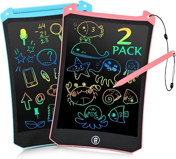 EooCoo Toddler Toys, LCD Writing Tablet for Kids 2 Pack, Kids Stocking Stuffers Toddler Travel Essentials Drawing Pad, No Mess Coloring Books, Road Trip Activities, Age 3-5 Boy Girl Gifts - 8.5 Inch