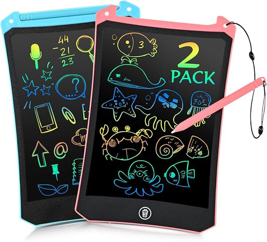 EooCoo Toddler Toys, LCD Writing Tablet for Kids 2 Pack, Kids Stocking Stuffers Toddler Travel Essentials Drawing Pad, No Mess Coloring Books, Road Trip Activities, Age 3-5 Boy Girl Gifts - 8.5 Inch