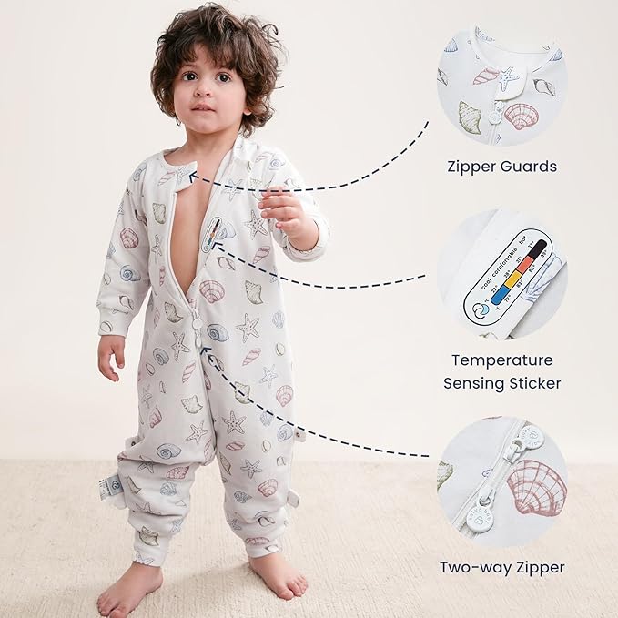 kaiya baby Unisex Toddler Sleep Sack with Feet 1.0 Tog Split Legs Sleep Sack 18-36 Months, Sleep Bag Walker, Gifts for Boys & Girls, Shell