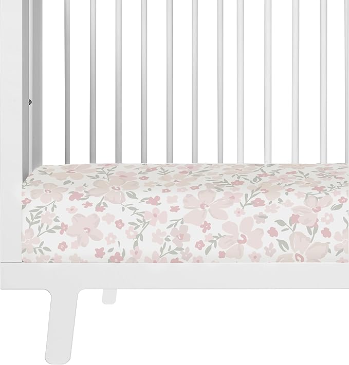 Makemake Organics GOTS Certified Organic Cotton Fitted Crib Sheet Soft Breathable (28"x52", Blossom)