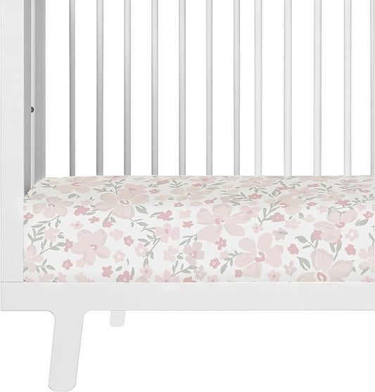 Makemake Organics GOTS Certified Organic Cotton Fitted Crib Sheet Soft Breathable (28"x52", Blossom)