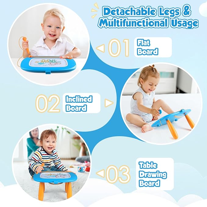 Smasiagon Toddler Girl Boy Toys,Magnetic Drawing Board for Toddlers,Early Learning Doodle Board Writing Painting Sketch Pad, Birthday Easter Valentines Day Gifts for 1 2 3 Year Old (Light Blue)