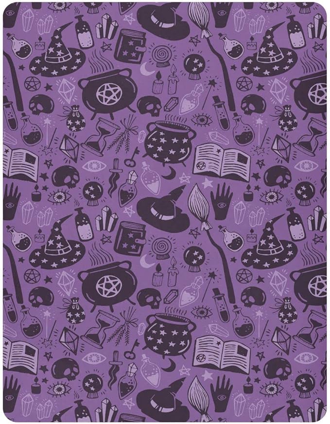 Fitted Crib Sheets for Boys Girls, Halloween Witch Soft Breathable Mattress Cover for Standard Crib & Toddler Bed Mattress, 52 * 28 in.