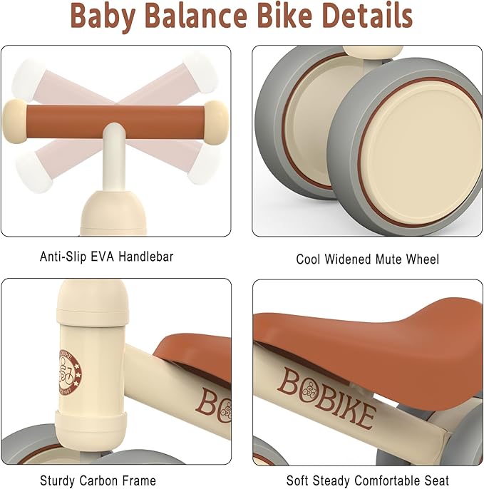 Baby Balance Bike Toys for 12-36 Months Kids Toy Boy Girls Gifts Toddler Best First Birthday Gift Children Walker No Pedal Infant 4 Wheels Bicycle (White)