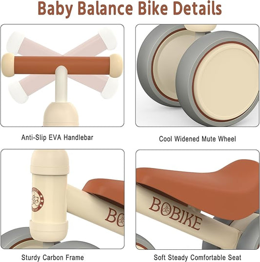 Baby Balance Bike Toys for 12-36 Months Kids Toy Boy Girls Gifts Toddler Best First Birthday Gift Children Walker No Pedal Infant 4 Wheels Bicycle (White)