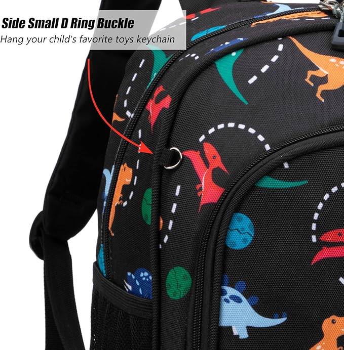 JinBeryl Toddler Backpack for Boys or Girls, Little Kids Backpack for Preschool or Kindergarten (Dinosaur Black, Small)