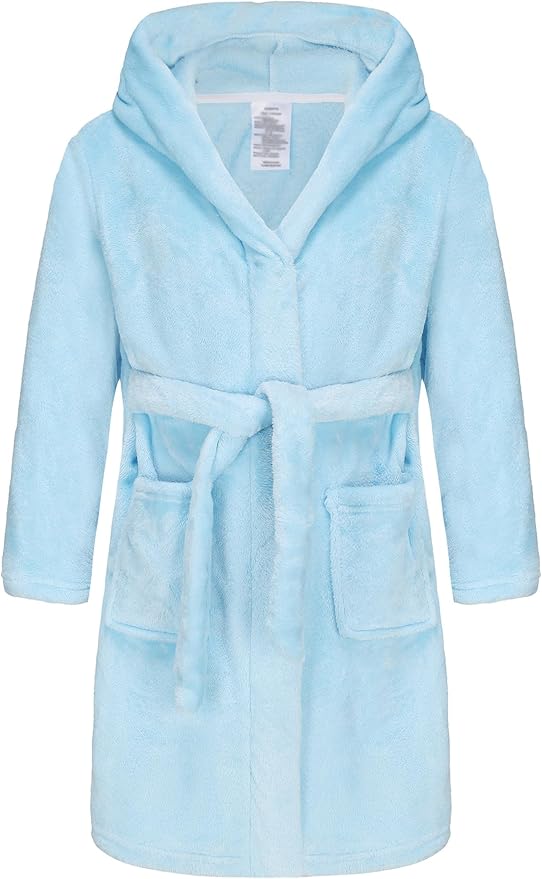 Kid Fleece Hooded Robes Girls Bathrobes Boys Soft Plush Sleepwear Toddler Fuzzy Pajamas