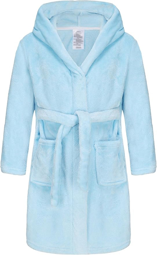 Kid Fleece Hooded Robes Girls Bathrobes Boys Soft Plush Sleepwear Toddler Fuzzy Pajamas