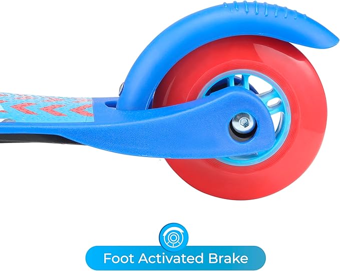 Self Balancing Kick Scooter with Light Up Wheels, Extra Wide Deck, 3 Wheel Platform, Foot Activated Brake, 75 lbs Limit, Kids & Toddlers Girls or Boys, for Ages 3 and Up