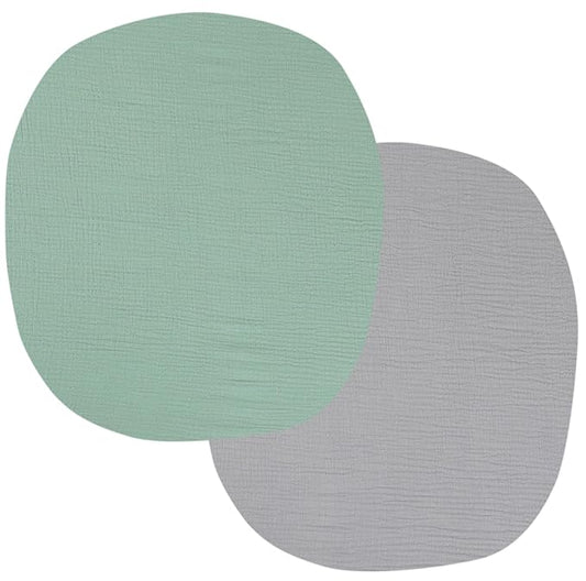 Onacosht Muslin Bassinet Sheets 24" x21" Compatible with Graco Pack ‘n-Play Dome LX Bassinet, Small Round Bassinet Sheets 2 Pack 100% Cotton Grey and Green