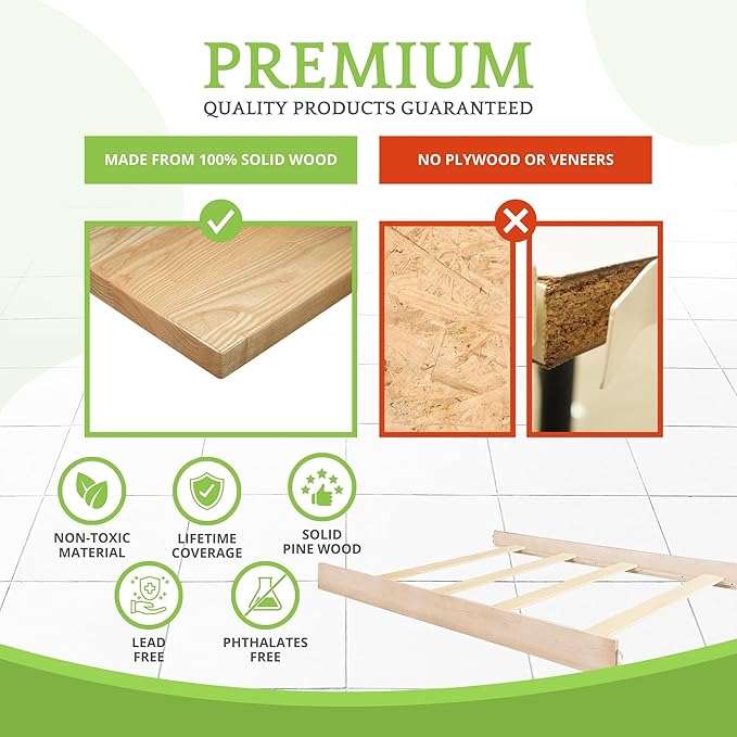 Full-Size Conversion Kit Bed Rails for Baby Appleseed and Eco-Chic Convertible Cribs - Solid Wood Rail - Toddler and Adult Bed Rail for Full-Size Beds - Nursery and Baby Furniture (Almond, Option 2)