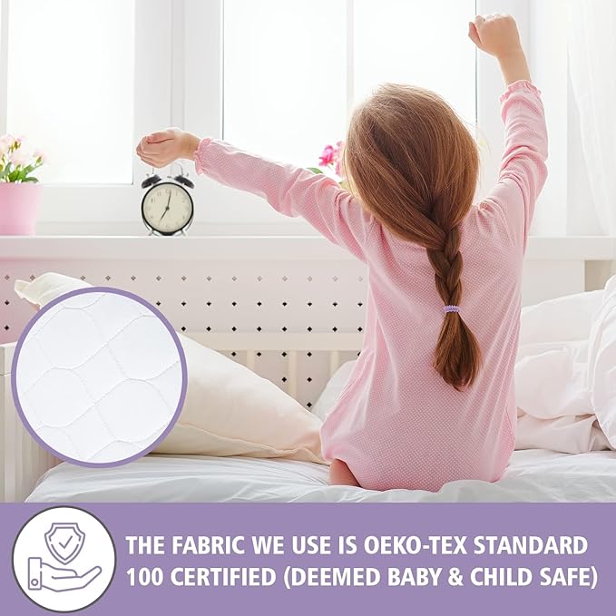 Lynmark® Toddler Potty Training Bed Pads - Soft Waterproof Bedwetting Pee Protector Mat for Kids - Multi-Layer Non-Slip Washable Incontinence Mattress Sheet Absorbs Up to 2000ml - 33" x 27", White