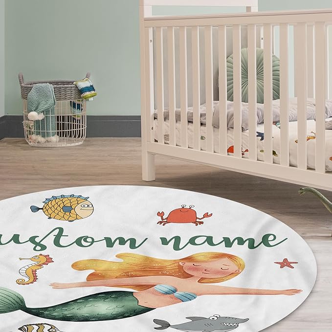 Personalized Baby Crib Bedding Set: 4 Piece Custom Crib Bed Set with Name, Nursery Bedding Set for Baby Girls Crib, Newborn Boys Crib Sets, Custom Gift Crib Bedding, Crib Sheet, Mermaid Theme