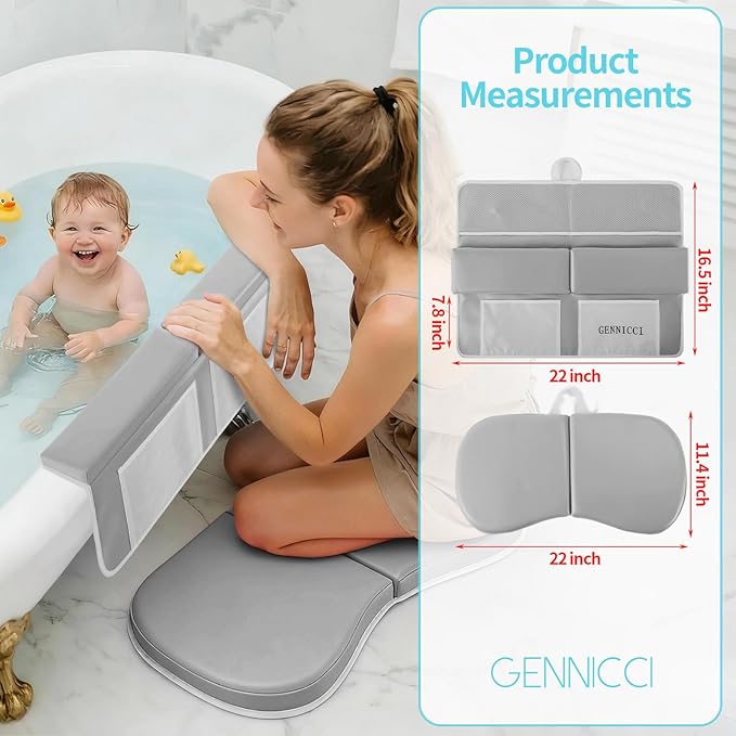 Bath Kneeler and Elbow Kneeling Rest Pad for Baby Bathing Parents,Faucet Cover Baby Bathtub Silicone Whale for Kids,39 x 16 Inch Extra Long Bathtub Mats