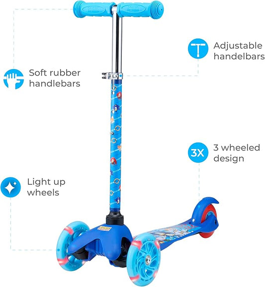 Self Balancing Kick Scooter with Light Up Wheels, Extra Wide Deck, 3 Wheel Platform, Foot Activated Brake, 75 lbs Limit, Kids & Toddlers Girls or Boys, for Ages 3 and Up