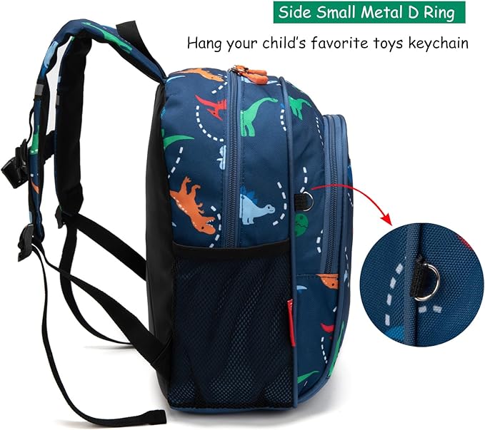 JinBeryl Toddler Backpack for Boys or Girls, Little Kids Backpack for Preschool or Kindergarten (Dinosaur Navy Blue, Mini)