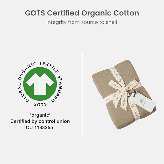 Bioweaves Organic Cotton Muslin Mini Crib Sheet, GOTS Certified Fitted Mini Crib Mattress Sheet, Extra Soft & Breathable for Toddler, Baby Boys & Girls, 38" x 24", 5 Inch Pocket, Irish Cream