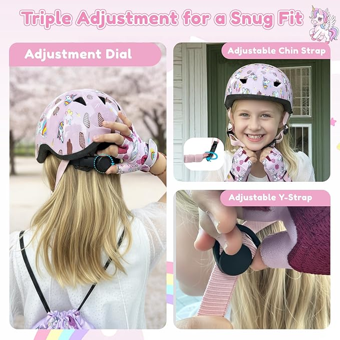 Toddler Bike Helmet with Gloves and Backpack Set, 3 Sizes for Baby Infant to Kids Ages 1-3 3-5 5-8+, Adjustable Boys Girls Bike Helmet for Bicycle/Scooter/Skateboard/Roller Skate