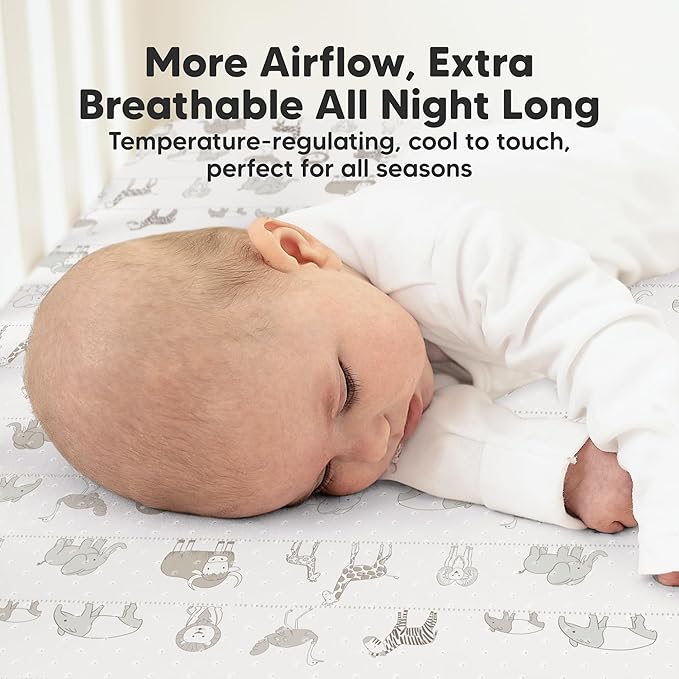 KeaBabies 2-Pack Fitted Crib Sheets for Boys, Girls, Baby - Soft Bamboo Viscose Cotton, 52x28 Standard Crib Mattress Sheets, Toddler Bed Mattress Cover, Gender Neutral, Breathable, Durable (Savannah)