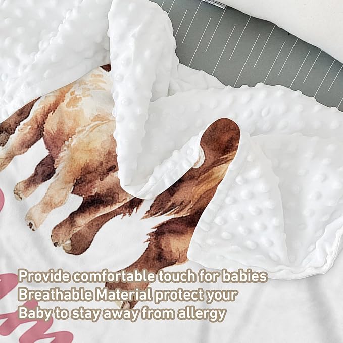 Custom Name Crib Bedding Set 3-Piece – Pink Highland Cow Design Baby Bedding Set with Personalized Soft Blanket, Fitted Sheet, Changing Pad Cover – Ideal Newborn Gift for Boys and Girls