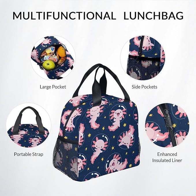 COZYAURA Kids Backpack for Girls - Large Capacity School Bags with Lunch Bag Pencil Pouch Set - Cute Axolotl Bookbag for Elementary Middle School & Travel - Kid School Supplies