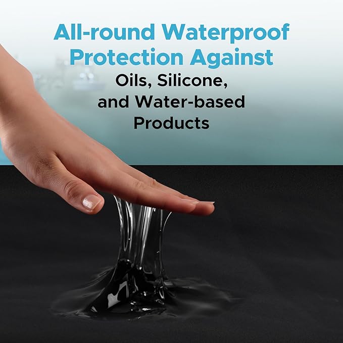 Black Waterproof Flat Play Sheet (79”x79”), Mattress Topper, Protector Cover, Safe with Oil, Water-Based, & Silicone-Based Massage Products, Hypoallergenic, Noiseless, Machine Washable