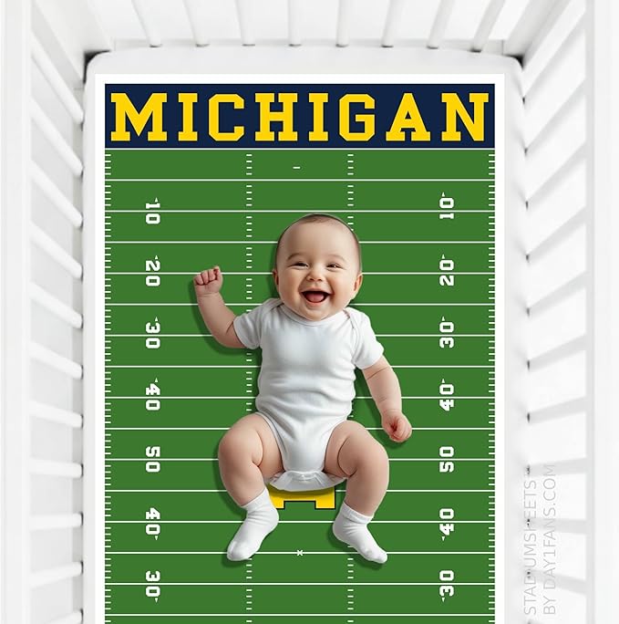 STADIUMSHEETS Day1Fans Officially-Licensed Fitted Crib Sheet (Michigan Wolverines)
