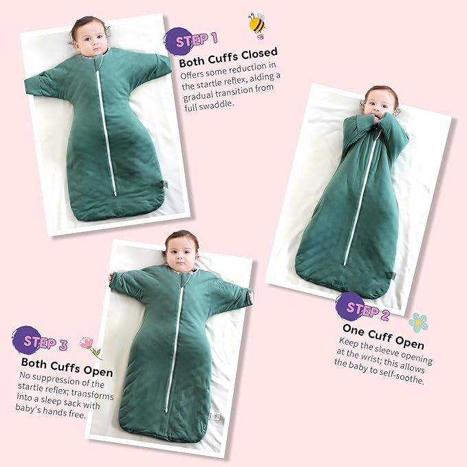 PuppyPaws Baby Sleep Sack 2.5 TOG, Transitional Swaddle with Arms Up Length Sleeves and Mitten Cuffs, Sleep Sack 3-6 Months, Wearable Blanket Baby, 95% Rayon derived from Bamboo, 5% Spandex