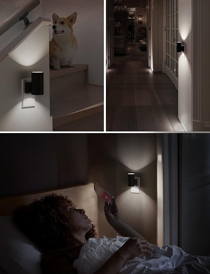 L LOHAS LED Night Light, Bright Wall Plug Night Light, 5000K Daylight White, Dimmable with Light Sensor, Decorative for Hallway, Bathroom, Kitchen, 4 Pack