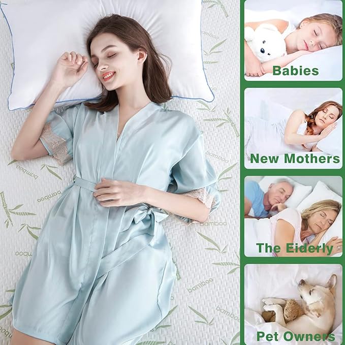 Parkdeny Waterproof Cooling Mattress Encasement, California King, Rayon from Bamboo, 5"-15"Deep, Noiseless, Washable
