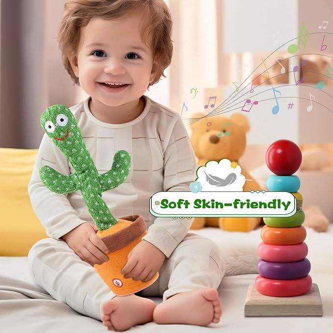 Talking Cactus Toy for Babies 6+ Months & Toddlers - Dancing Singing Repeating Cactus Toy with 120 Songs & Lights, Interactive Plush Gift for Kids Age 1 2 3 4 5 6