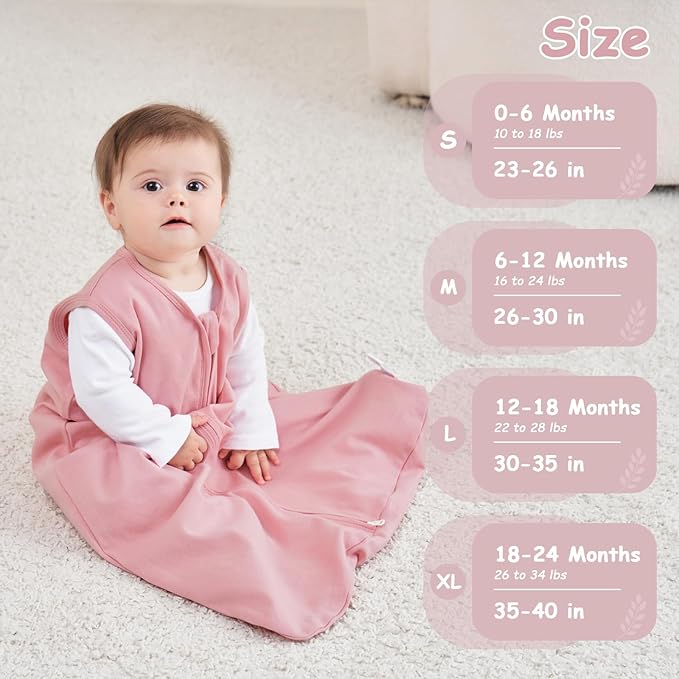 Looxii Baby Sleep Sack 0.5 TOG, 100% Cotton 3 Pack Wearable Blanket Baby Sleep Bag for Newborn Infant, 2-Way Zipper Lightweight Toddler Sleeping Sack 0-6 Months