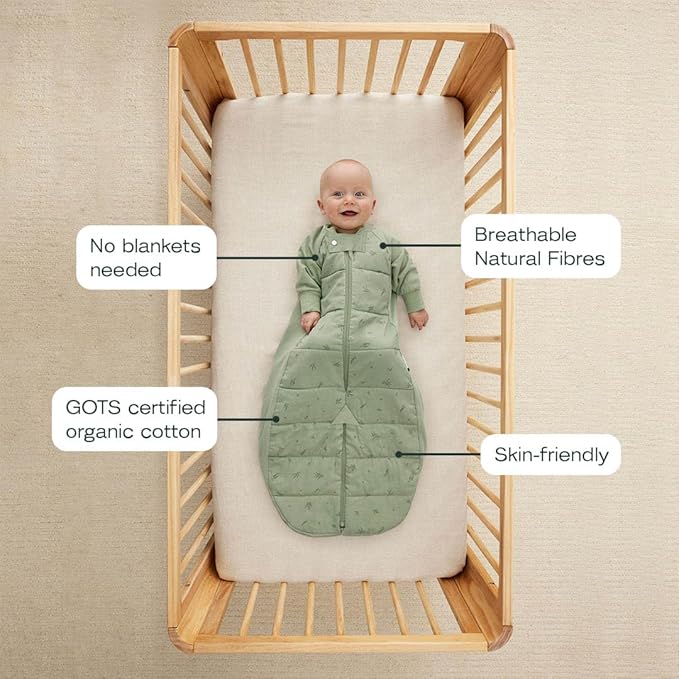 ergoPouch Sleep Suit Bag 3.5 TOG – Baby Sleep Sack & Wearable Blanket, 2-in-1 Convertible Sack to Suit with Legs for Safe Movement, Regulates Temperature Overnight, Unisex (3-12 Months, Willow)